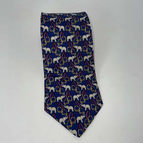 Brooks Brothers Vintage Men's Elephant Tie Multicolor 100% Silk Made in USA - Picture 6 of 7